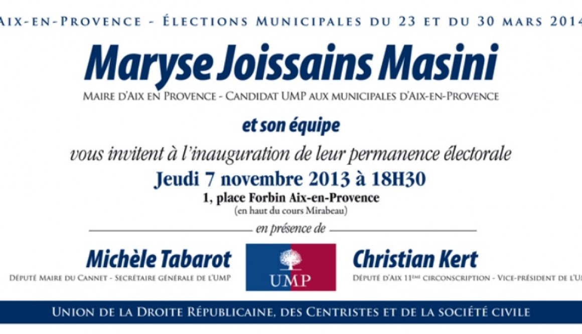 7/11: invitation inauguration permanence de Maryse Joissains